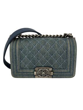 Chanel Denim Quilted Small Blue Boy Flap